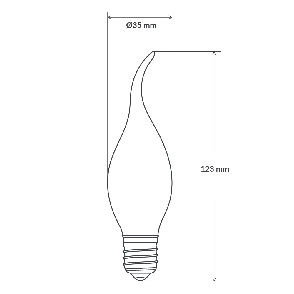 4W Flame Tip Candle LED Bulb E27 Clear in Warm White