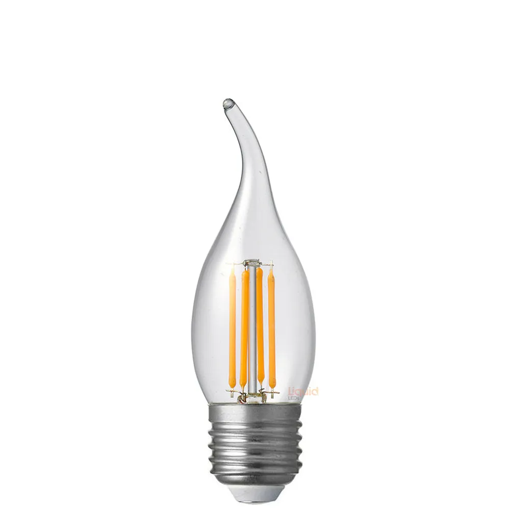 4W Flame Tip Candle LED Bulb E27 Clear in Warm White