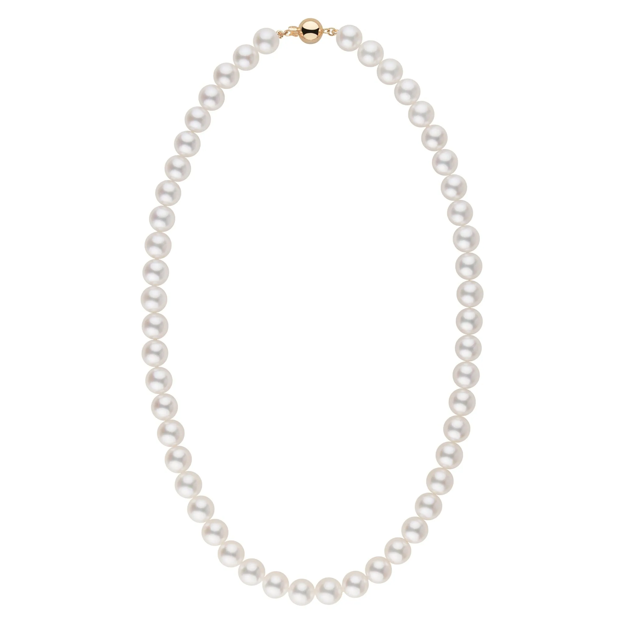 8.0-8.5 mm 18 Inch AAA Warm White Silver Tone Akoya Pearl Necklace