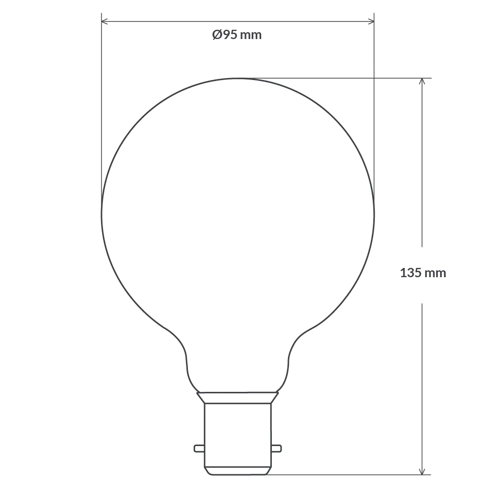 8W G95 LED Globe B22 Clear in Warm White