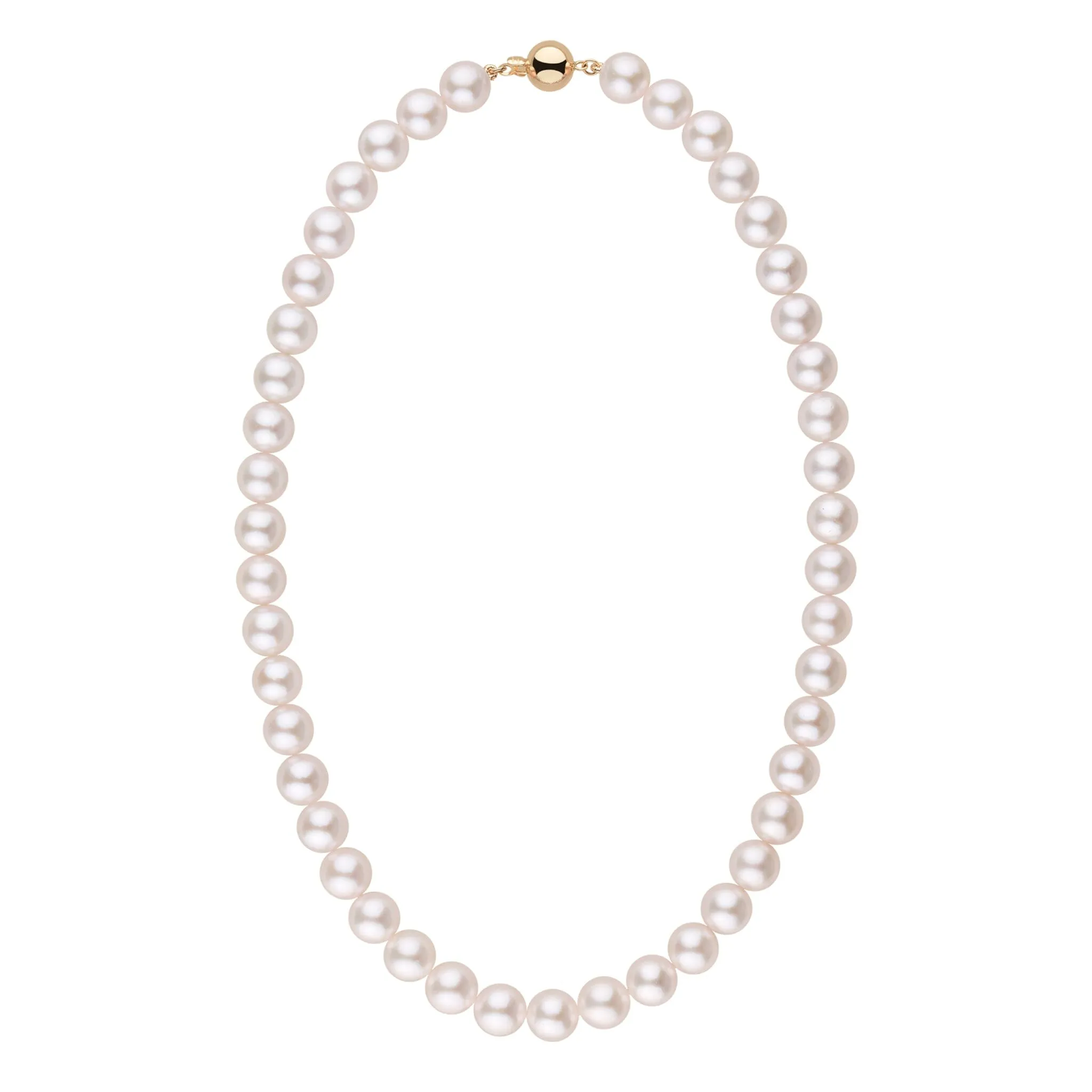 9.0-9.5 mm 18 Inch AA  Warm White Rose Tone Akoya Pearl Necklace