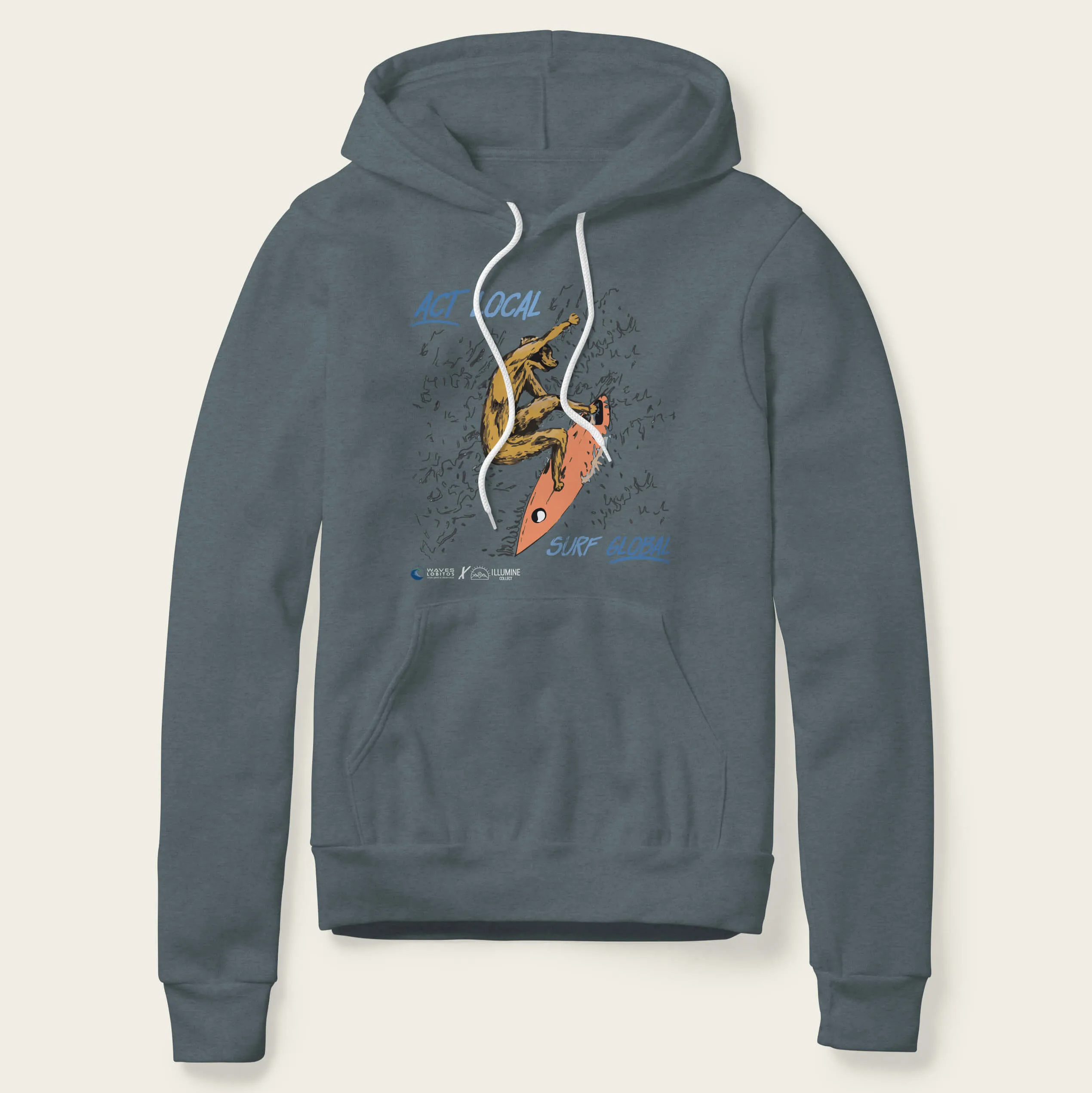 Act Local, Surf Global Hoodie - Slate