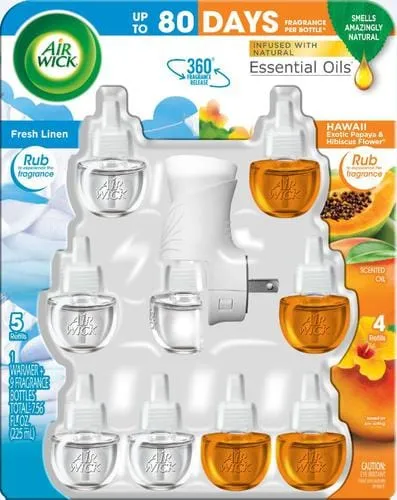 Air Wick Scented Oil 1 Warmer   9 Refills Air Wick aromatic oils provide a warm, consistent and long-lasting fragrance, bringing more life to your world-442142-0062338026299