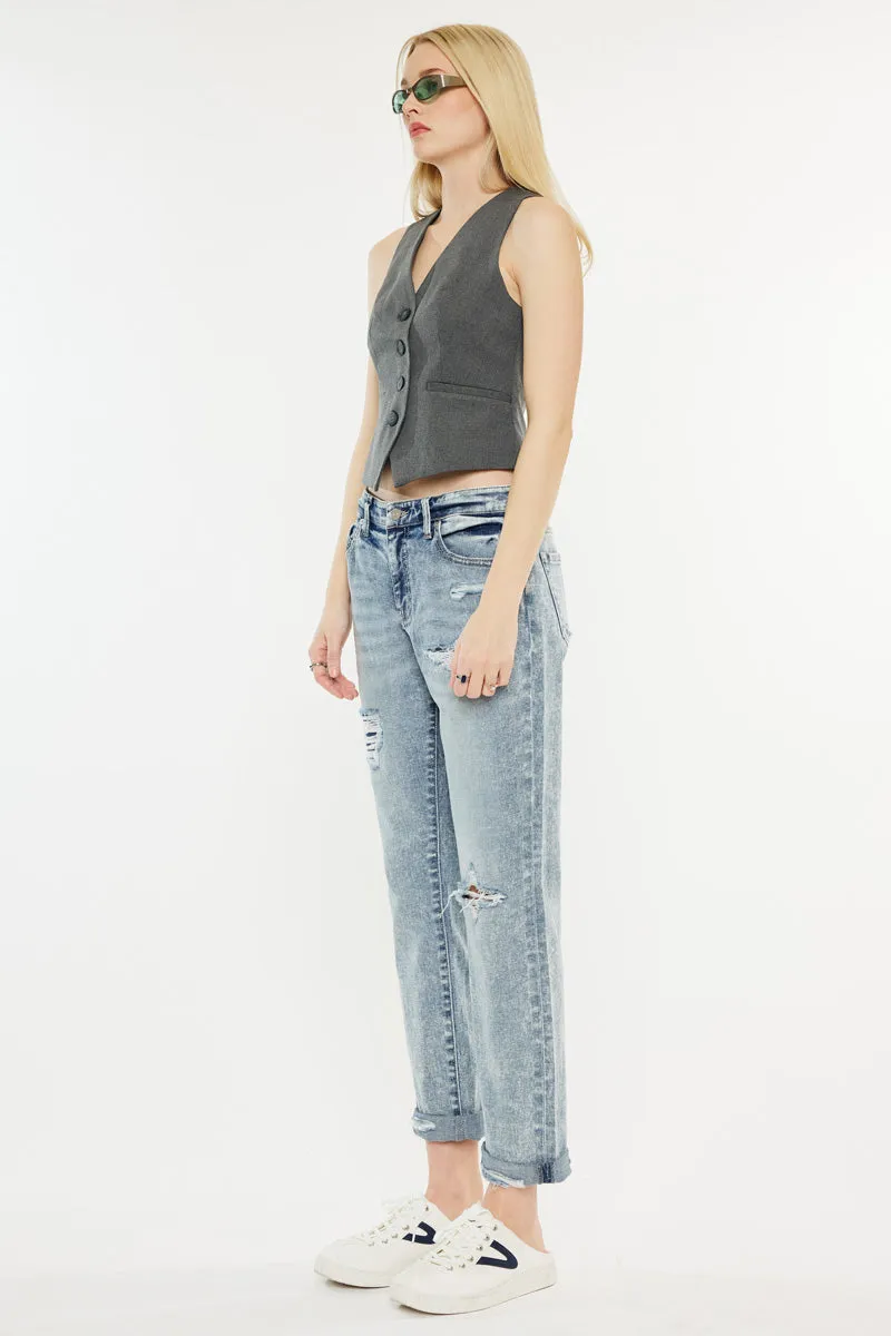 Alena Mid Rise Slim Boyfriend Jeans