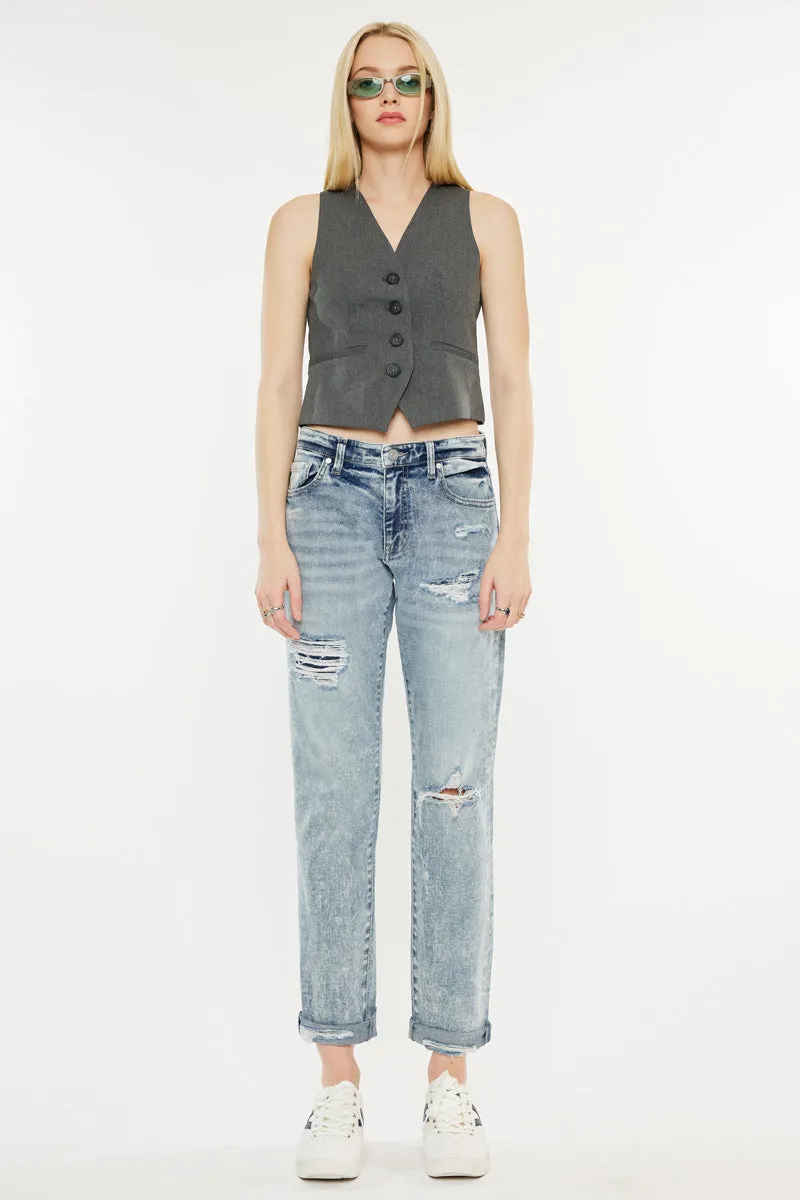 Alena Mid Rise Slim Boyfriend Jeans