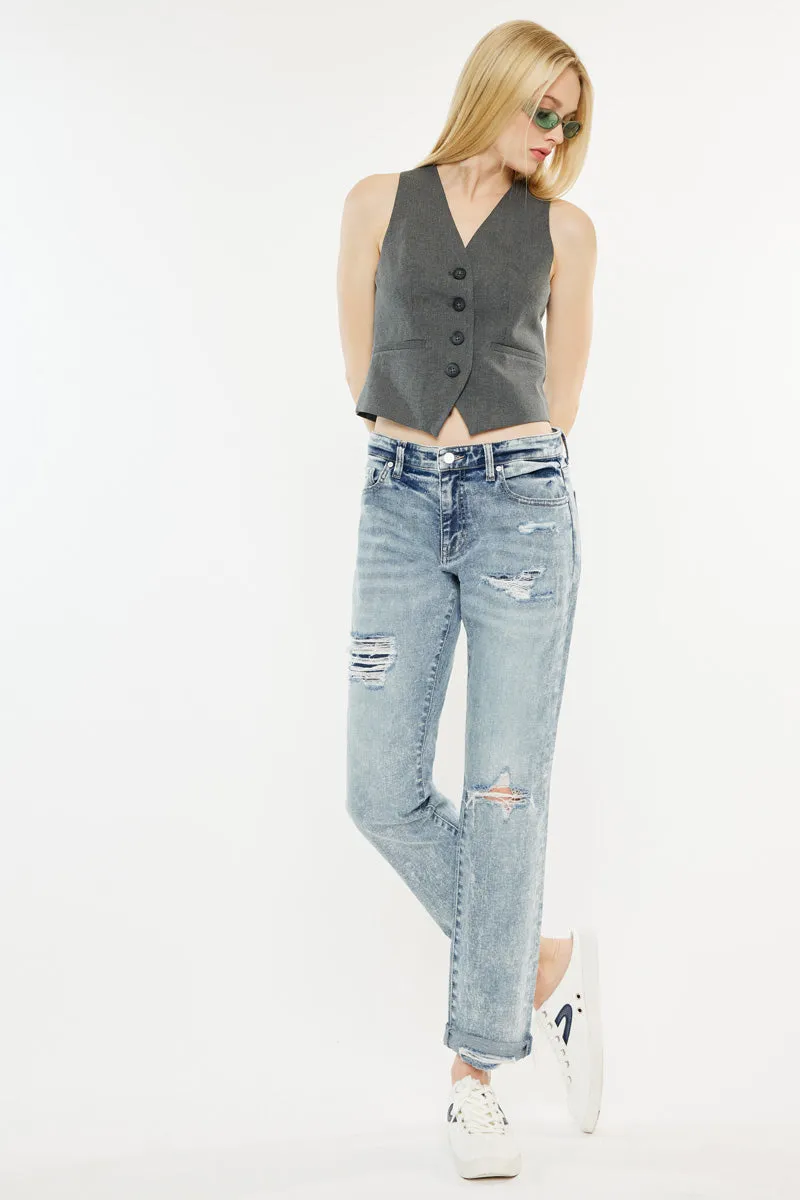 Alena Mid Rise Slim Boyfriend Jeans