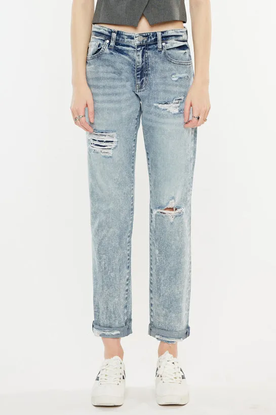 Alena Mid Rise Slim Boyfriend Jeans