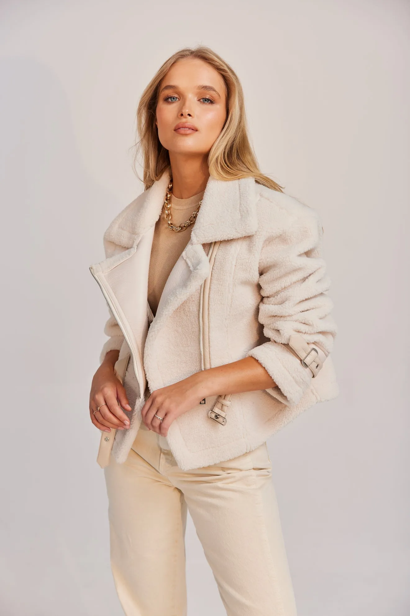 Alexandra Biker Jacket - Cream