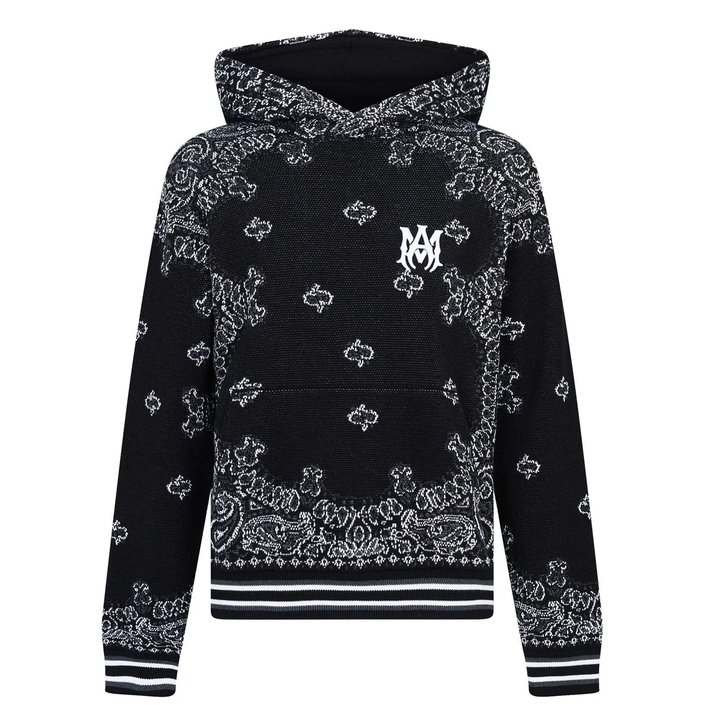 Optimized Title: AMIRI Luxury Black Bandana Print Hoodie - B-Ball Collection