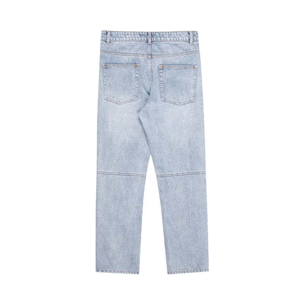 ANTIDOTE Washed Zipper Deconstructed Patchwork Denim Jeans