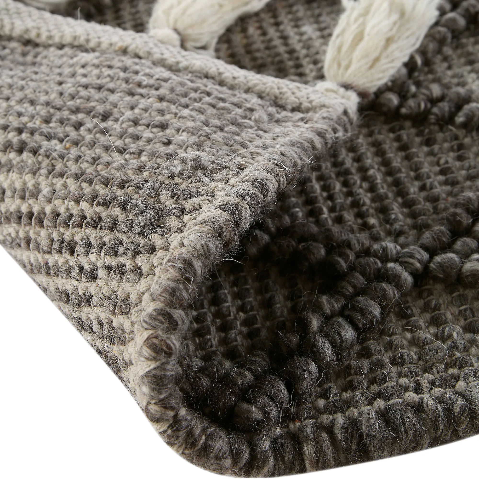 Avanti Handwoven Warm Grey Diamond Bobble Wool Rug