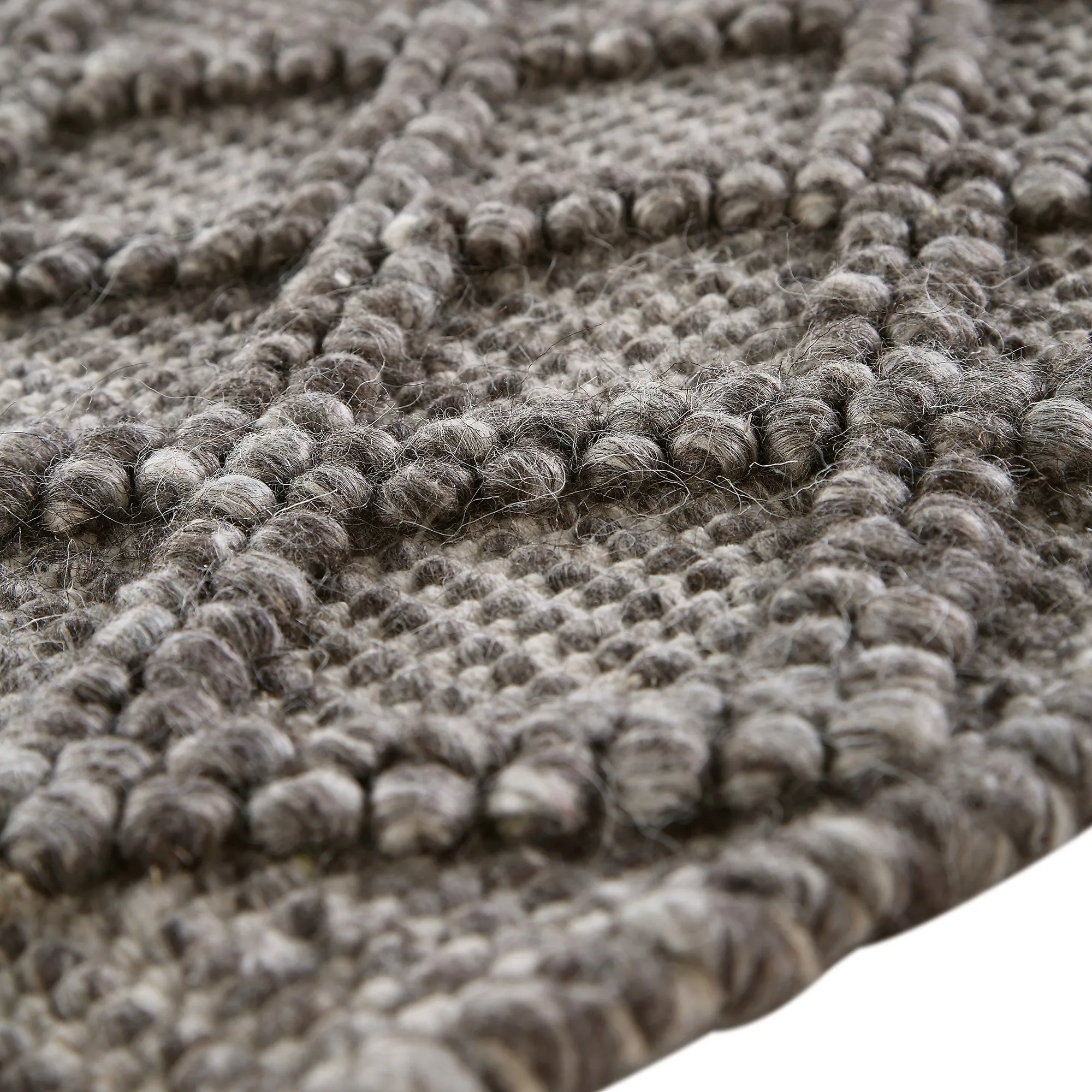 Avanti Handwoven Warm Grey Diamond Bobble Wool Rug