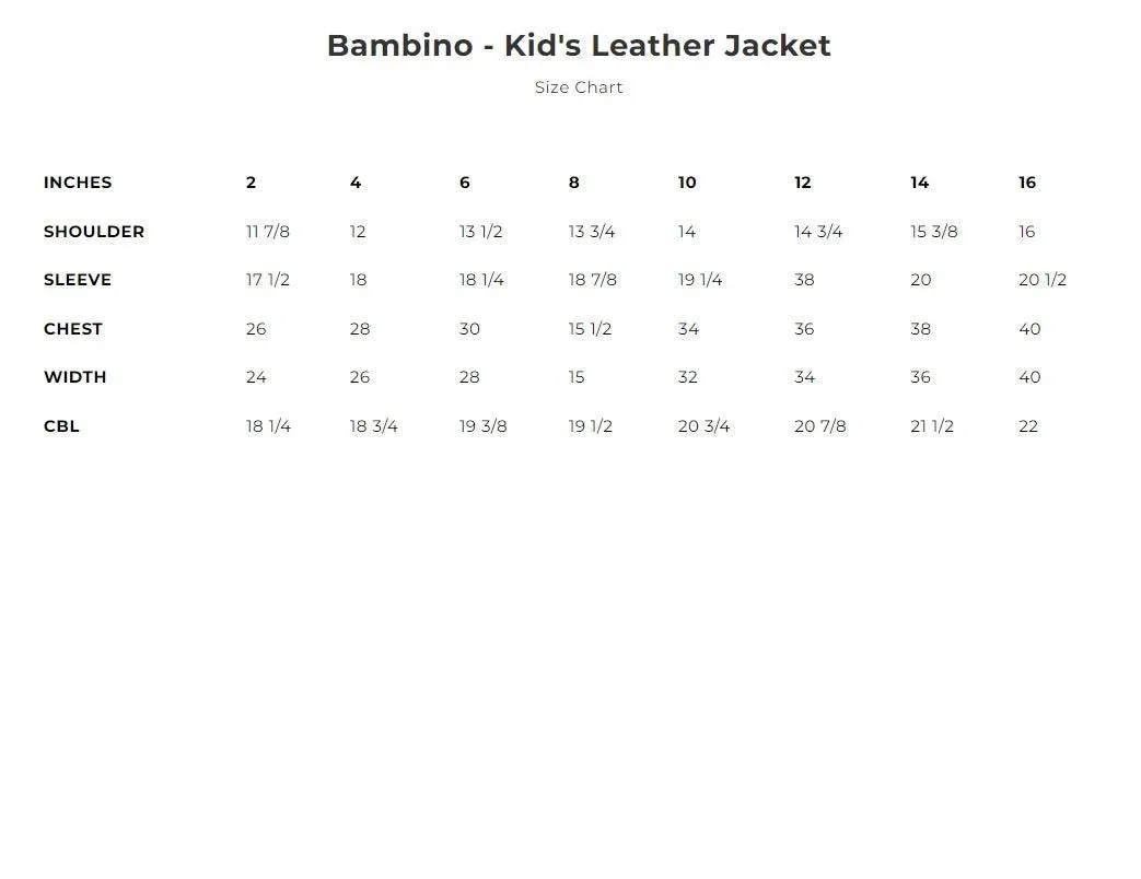 Bambino Kids Motorcycle Leather Jacket