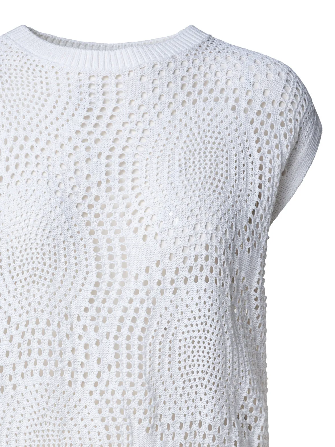 Baumwoll-Dot-Mesh Strickpullover