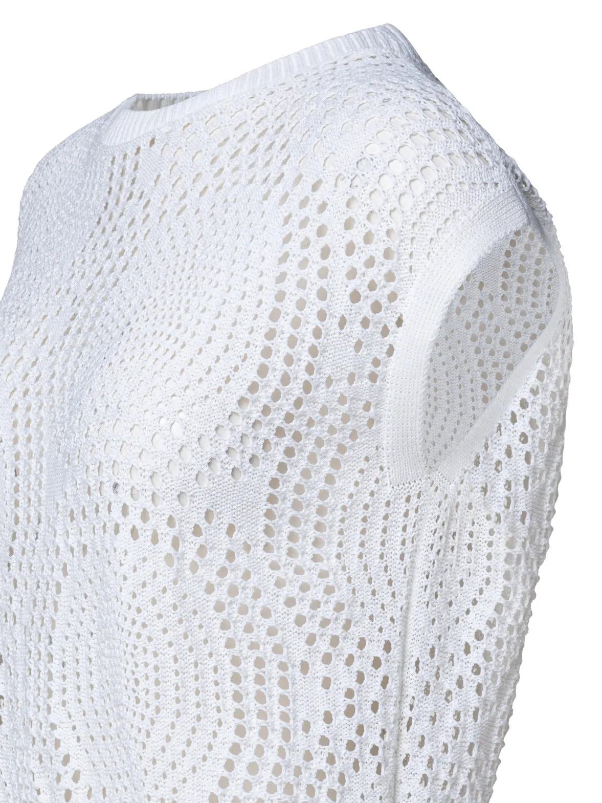 Baumwoll-Dot-Mesh Strickpullover