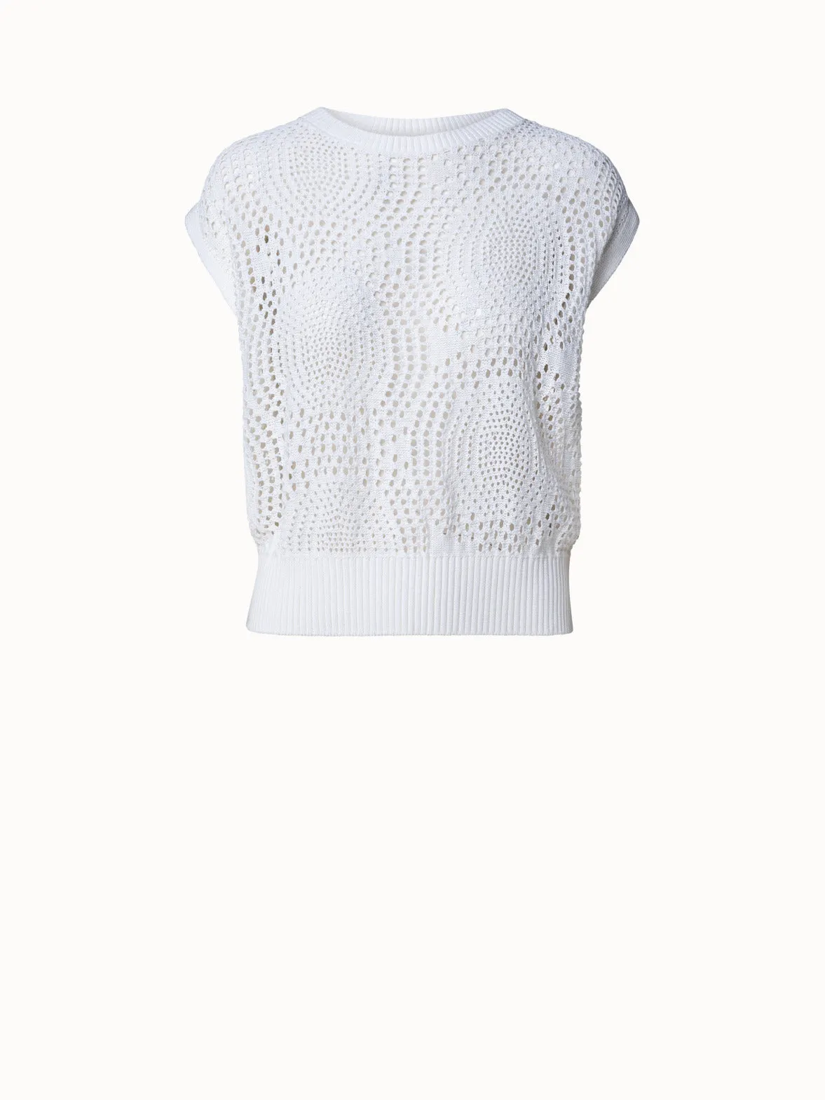 Baumwoll-Dot-Mesh Strickpullover