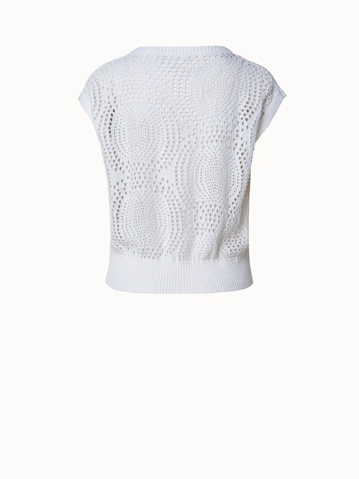 Baumwoll-Dot-Mesh Strickpullover