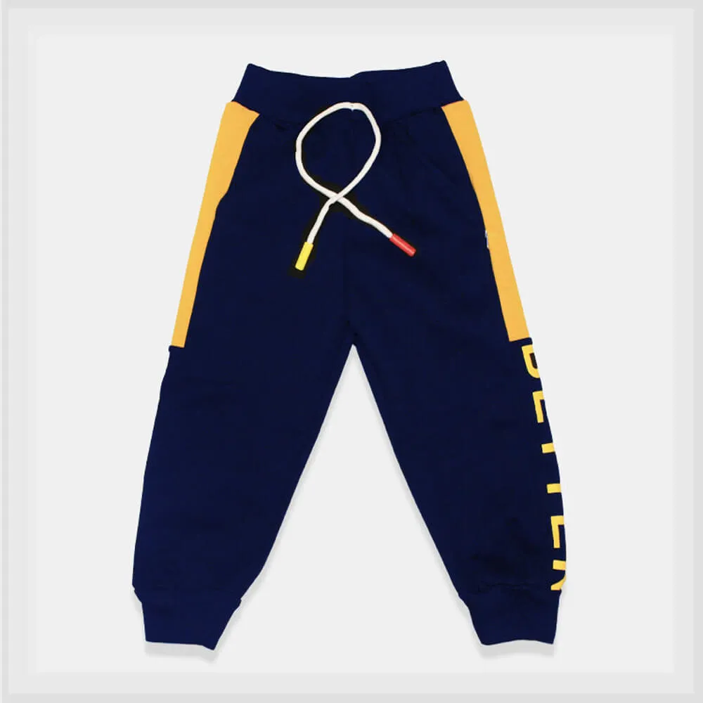 Better Navy and Yellow Warm Velvet Trouser 3630