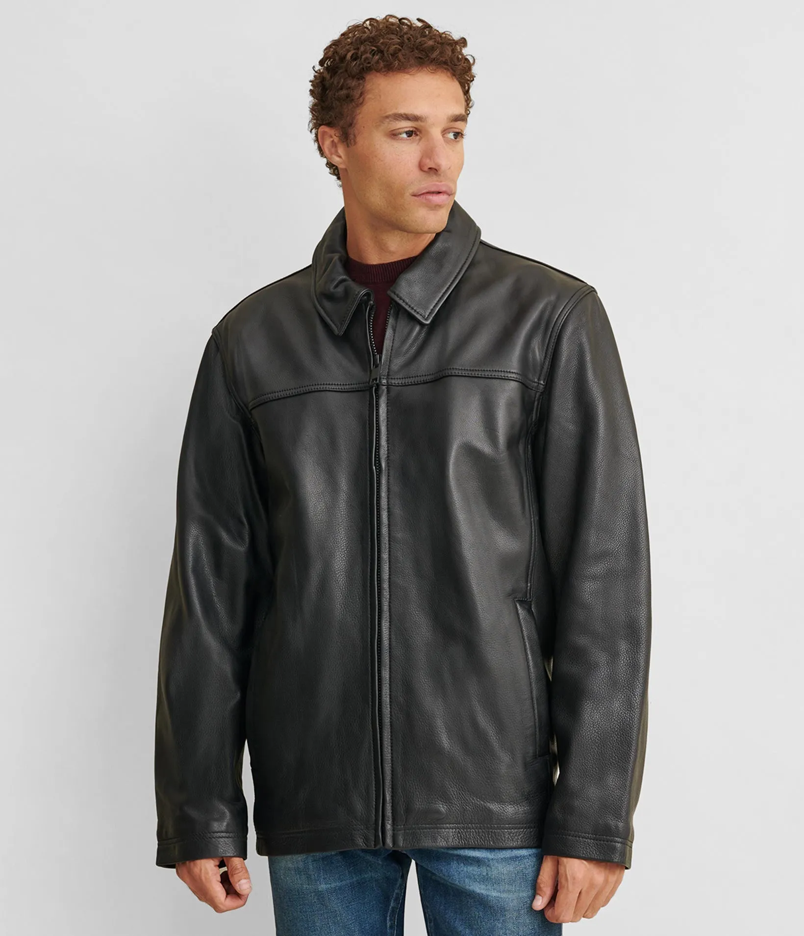 Big & Tall Leather Jacket With Thinsulate Lining