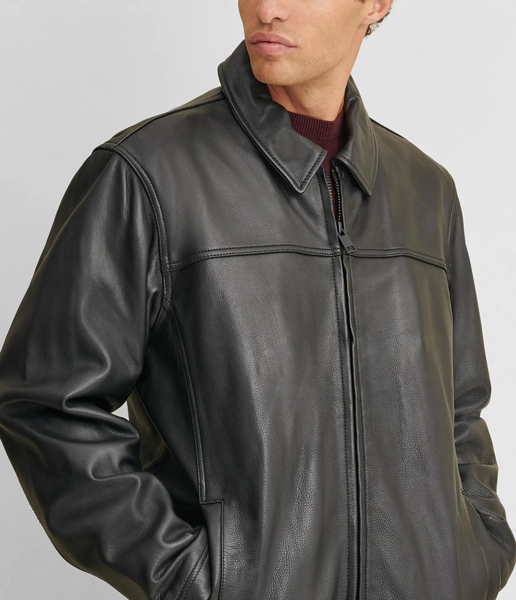 Big & Tall Leather Jacket With Thinsulate Lining