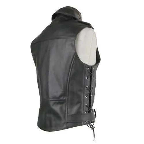 Biker leather jacket with waist belt