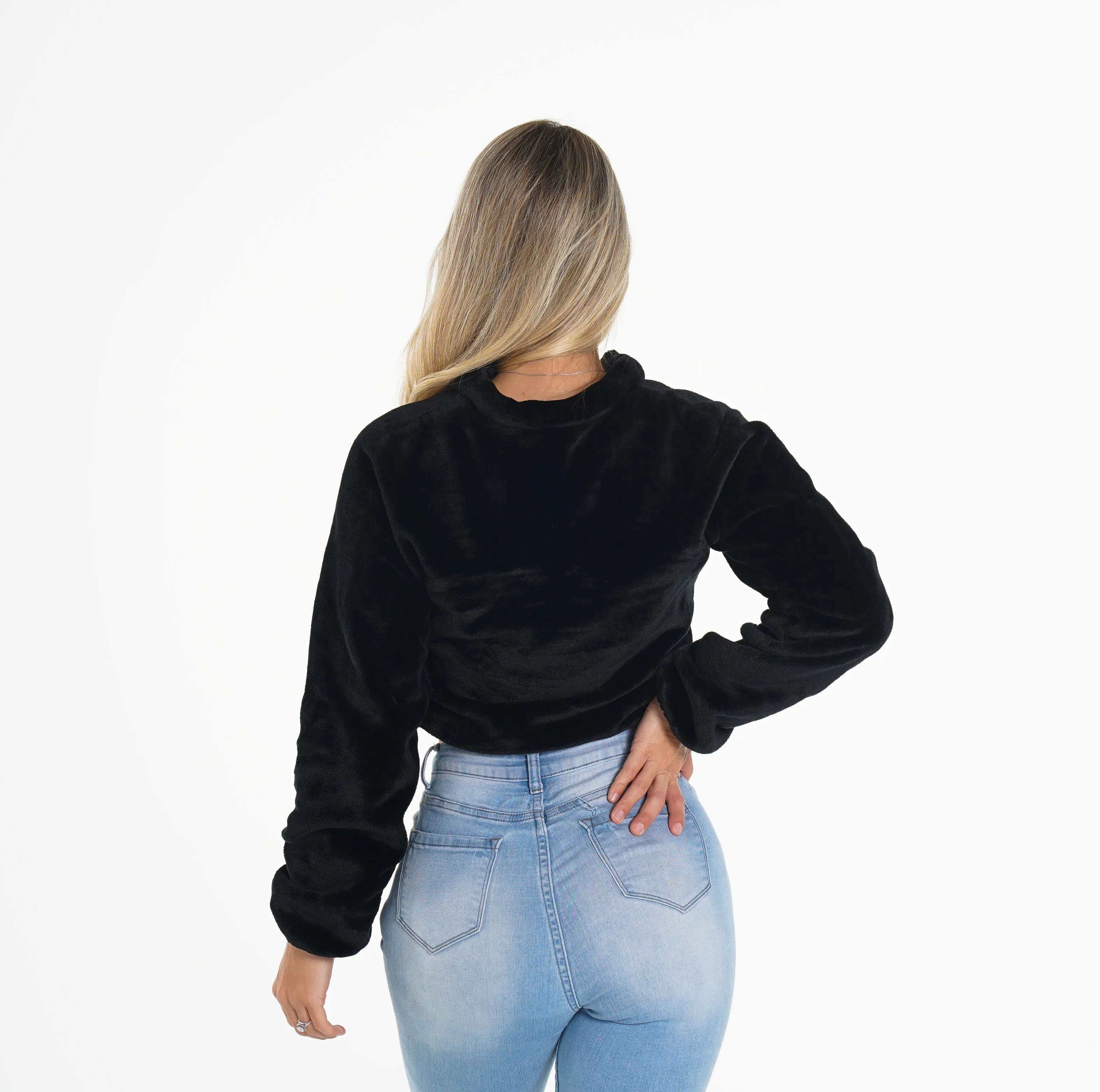 Black Cropped Teddy Fleece