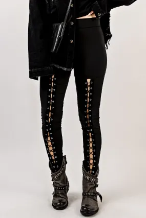 Black Front Lace Up Leggings