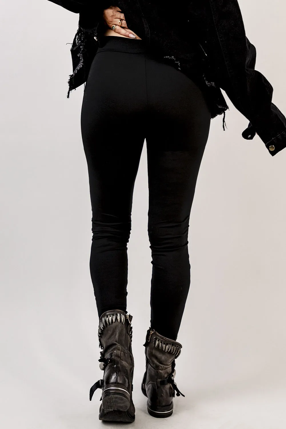 Black Front Lace Up Leggings