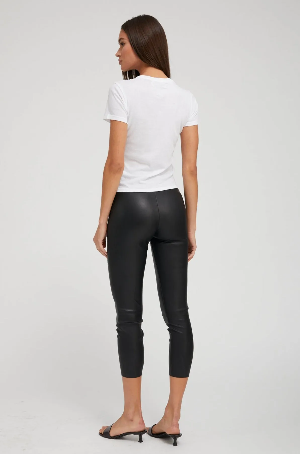 Black Leather Crop Leggings