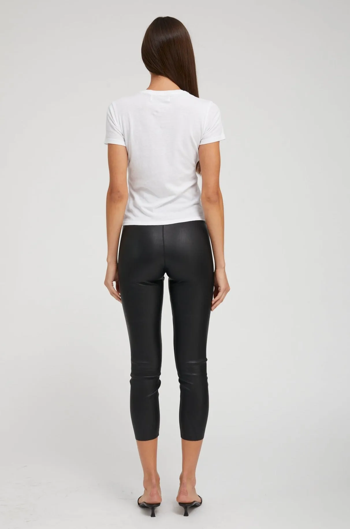 Black Leather Crop Leggings