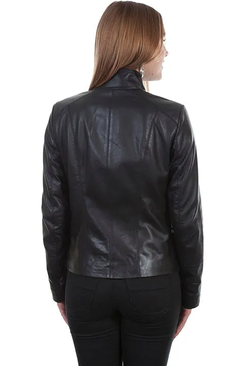 Black Leather Zip Front Jacket at Bourbon Cowgirl