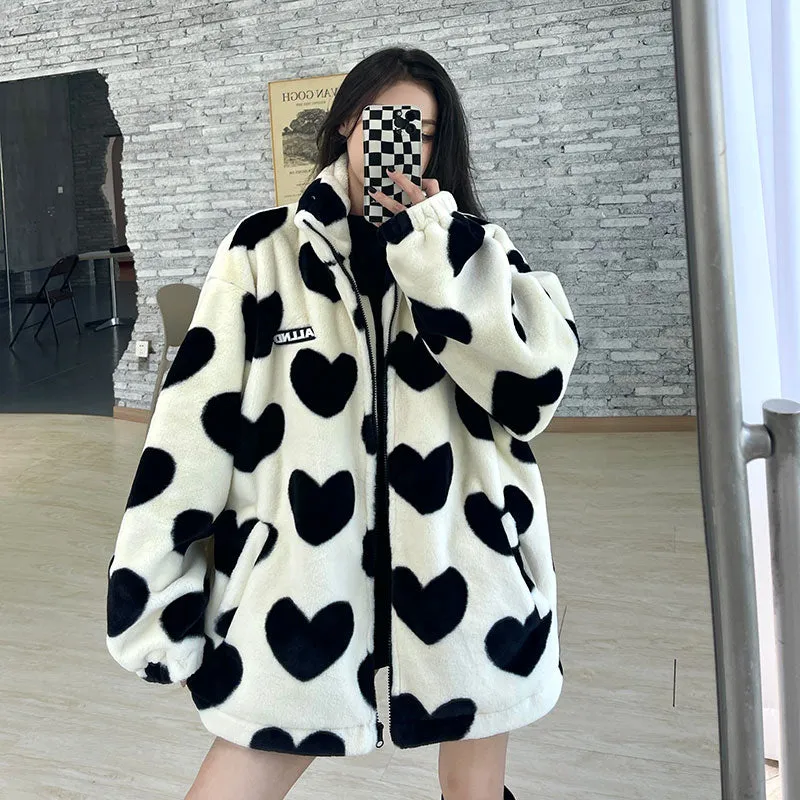 Black Love Printed Jacket  KF82363