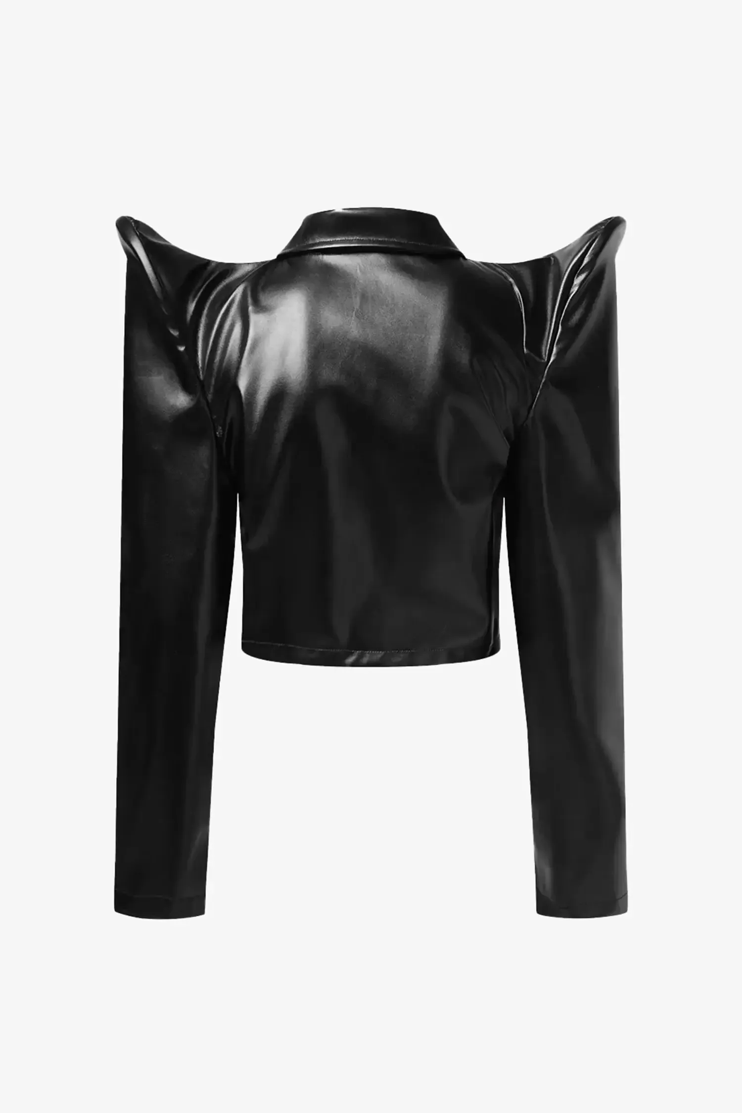 Black Shoulder Pad Leather Jacket