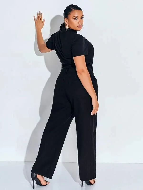 Black Wide Leg High Waist Plus Size Jeans