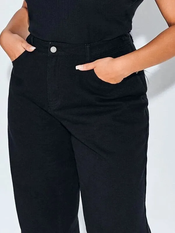 Black Wide Leg High Waist Plus Size Jeans