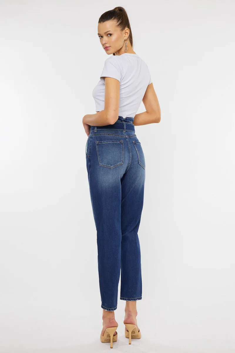 Blossom Ultra High Rise Belted Mom Jeans