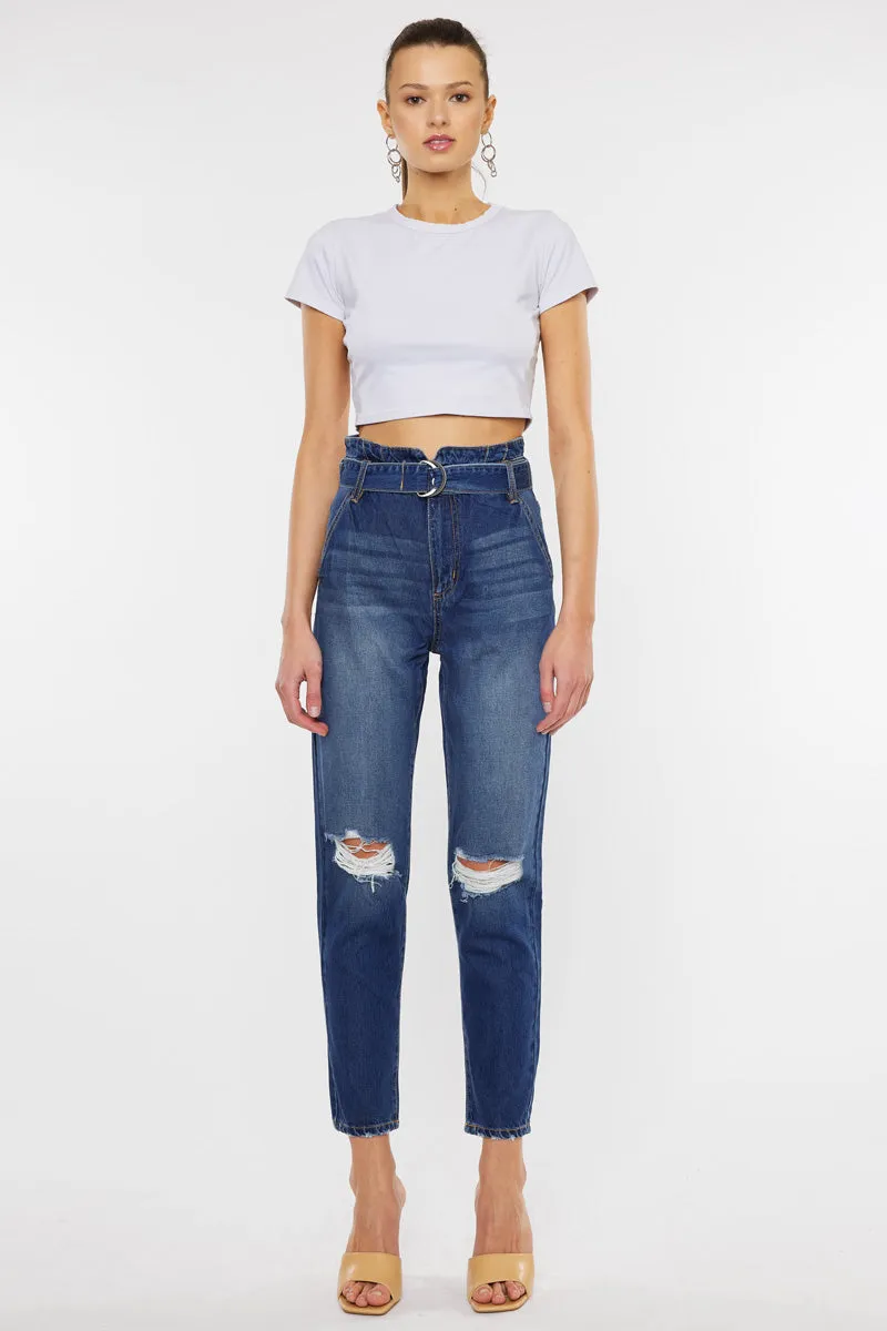 Blossom Ultra High Rise Belted Mom Jeans