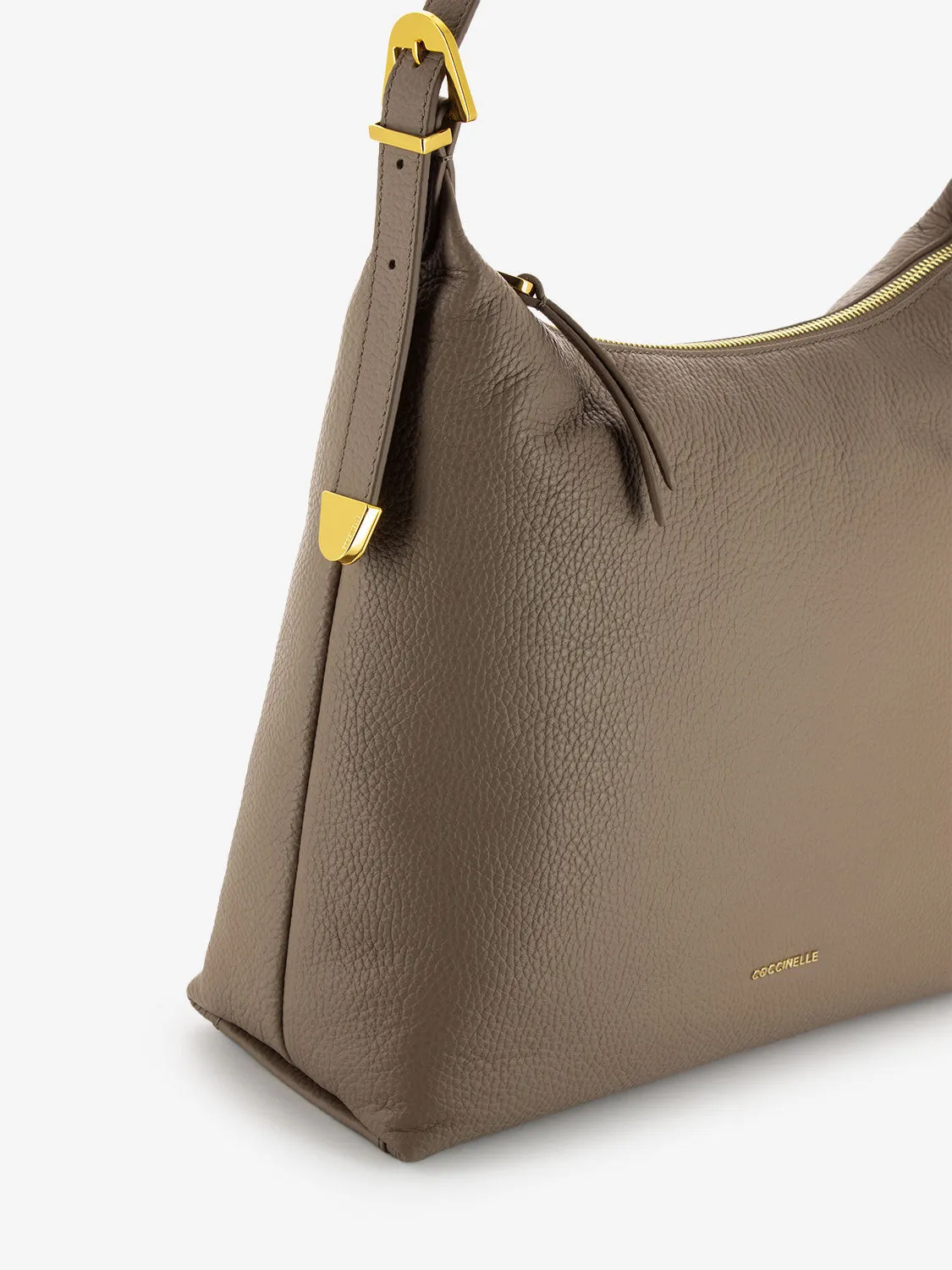 Borsa a spalla in pelle granata warm taupe