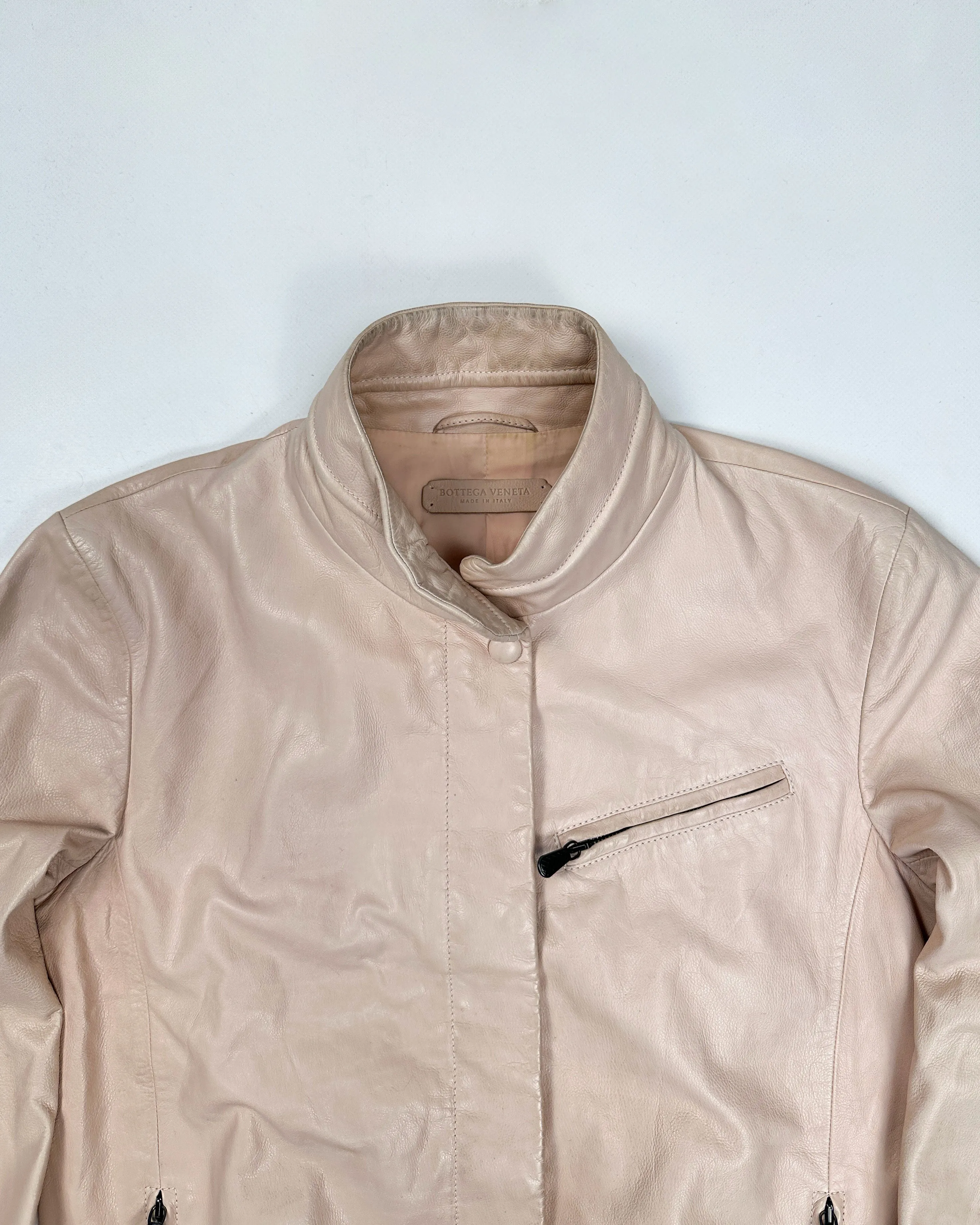 Bottega Veneta Light Pink Leather Jacket 2000's