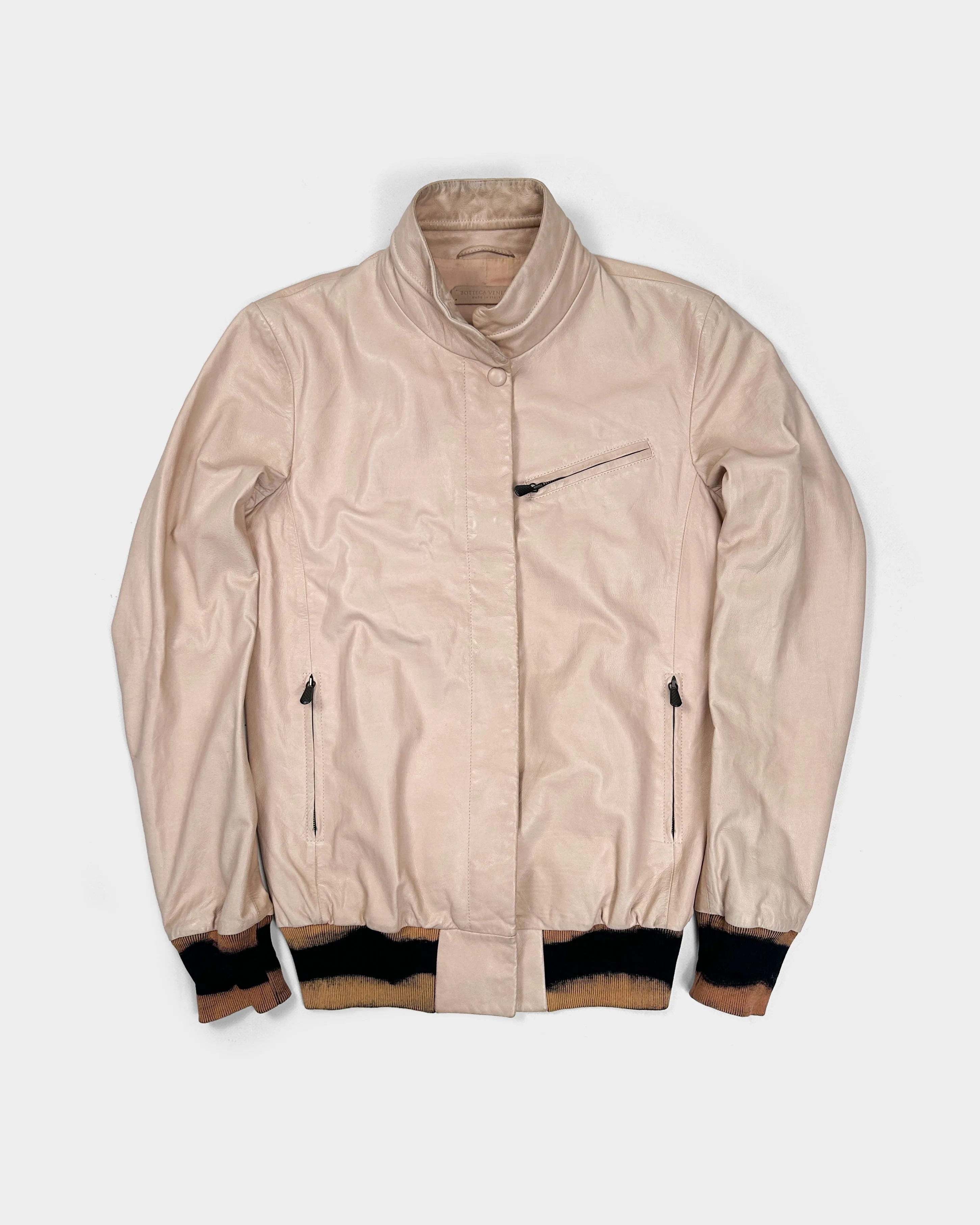 Bottega Veneta Light Pink Leather Jacket 2000's