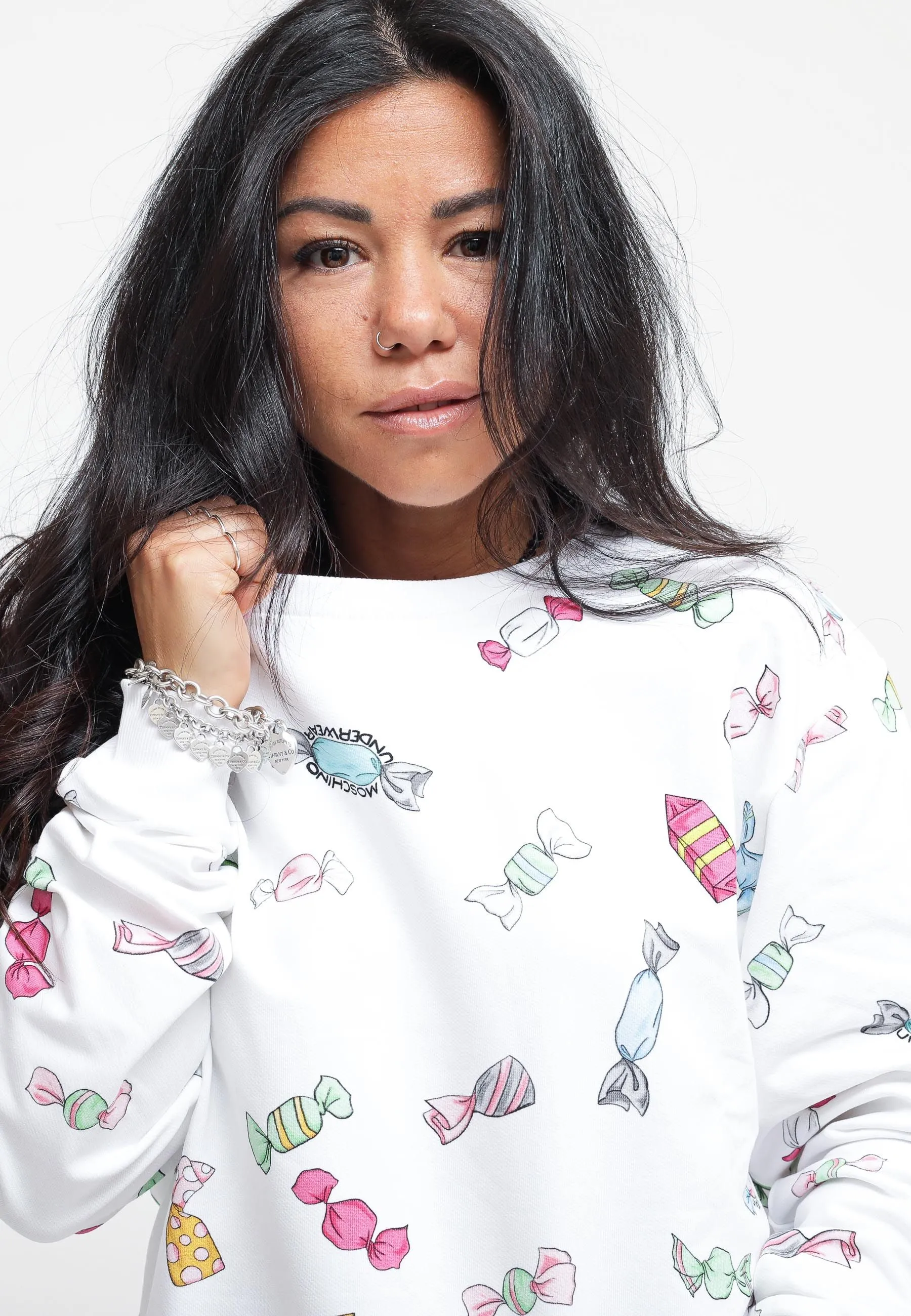 Candies Print Stretch Fleece - White