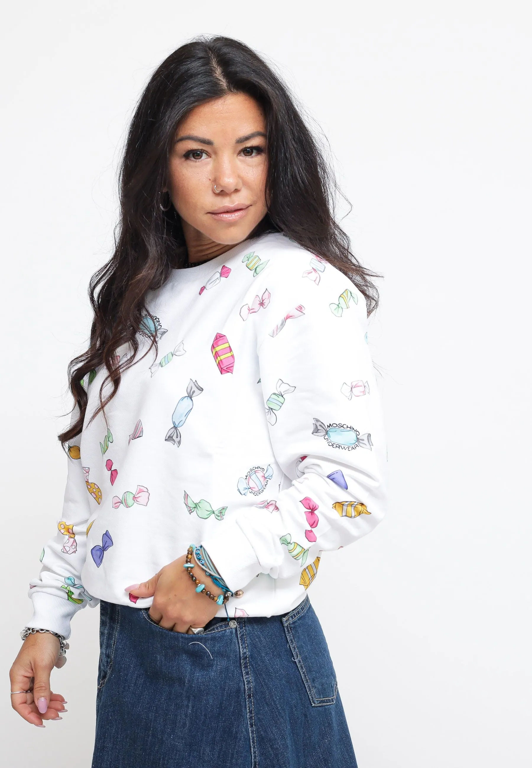 Candies Print Stretch Fleece - White