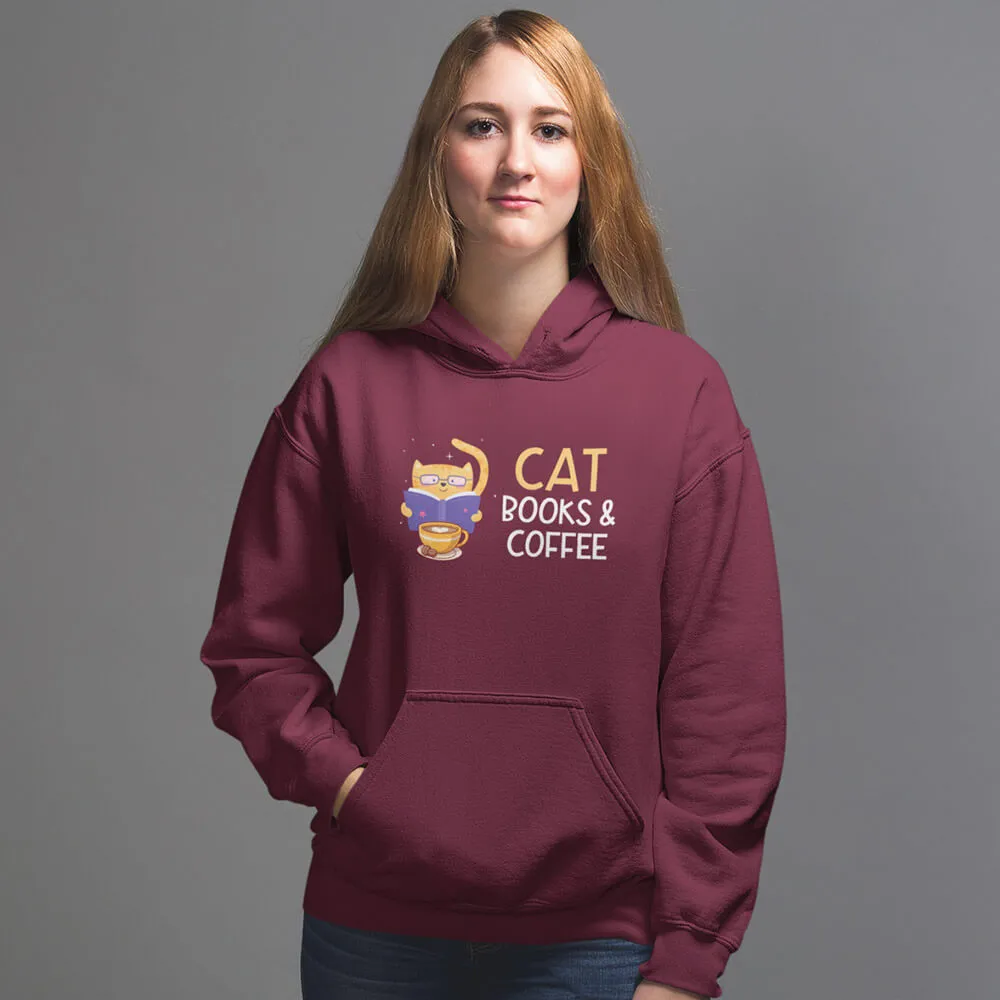 Cat Books & Coffee Unisex Hoodie