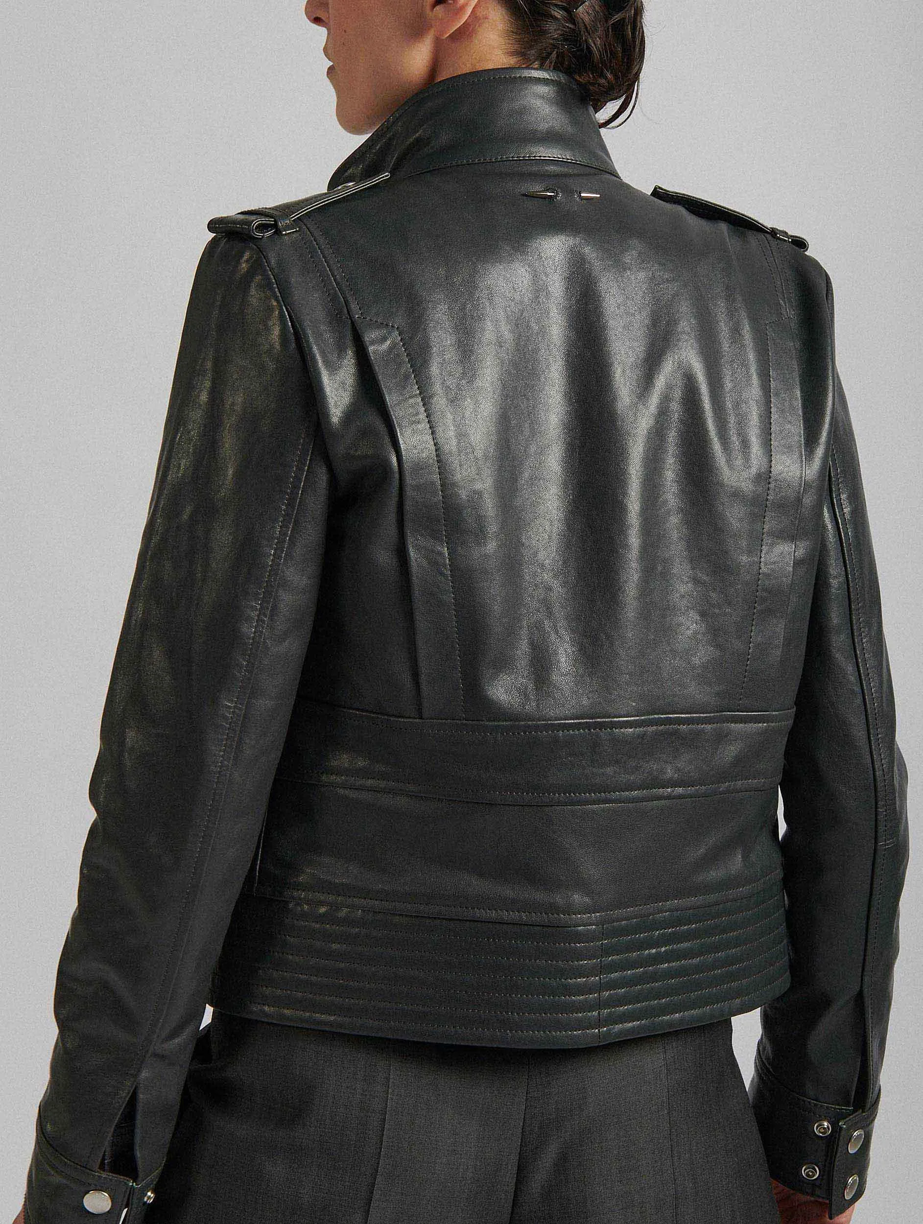 Charcoal grey leather pilot jacket