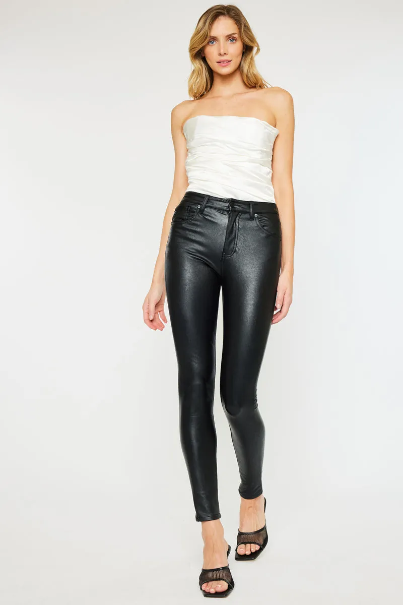 Cherry High Rise Faux Leather Super Skinny Jeans