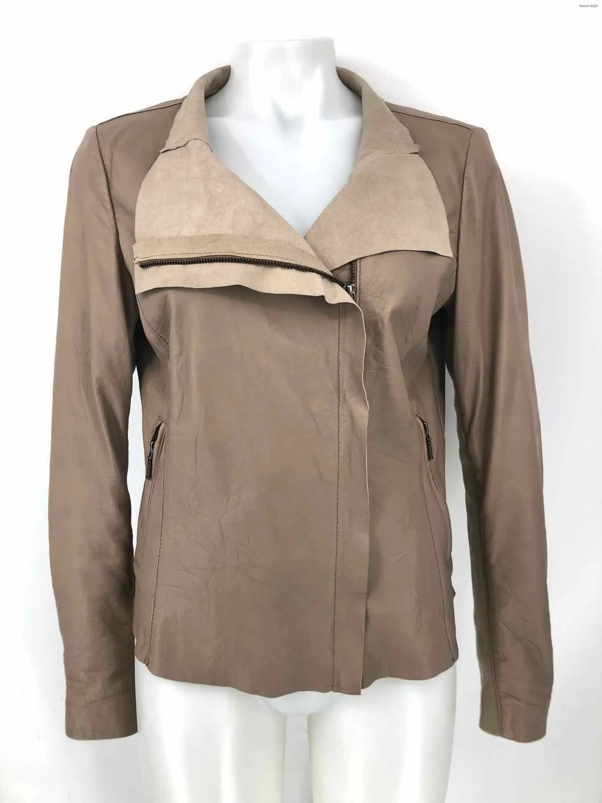 CIGNO NERO Taupe Leather Made in India Moto Women Size SMALL (S) Jacket