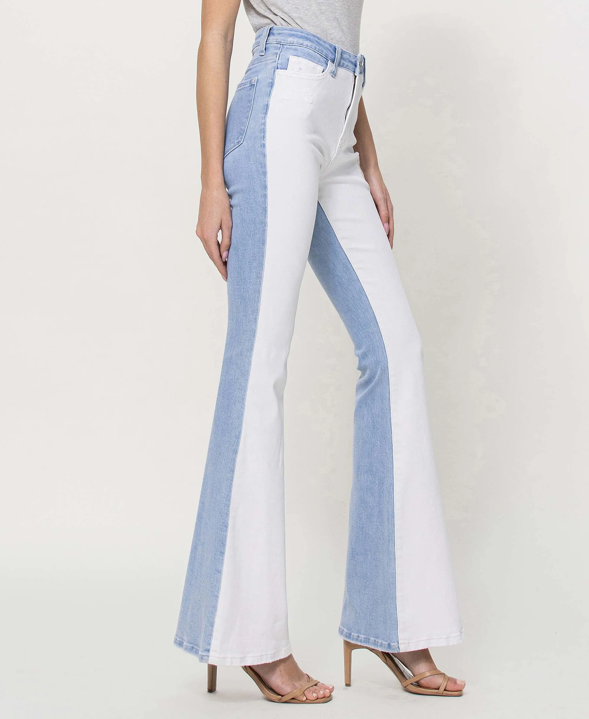 Dazzling - High Rise Color Block Flare Jeans