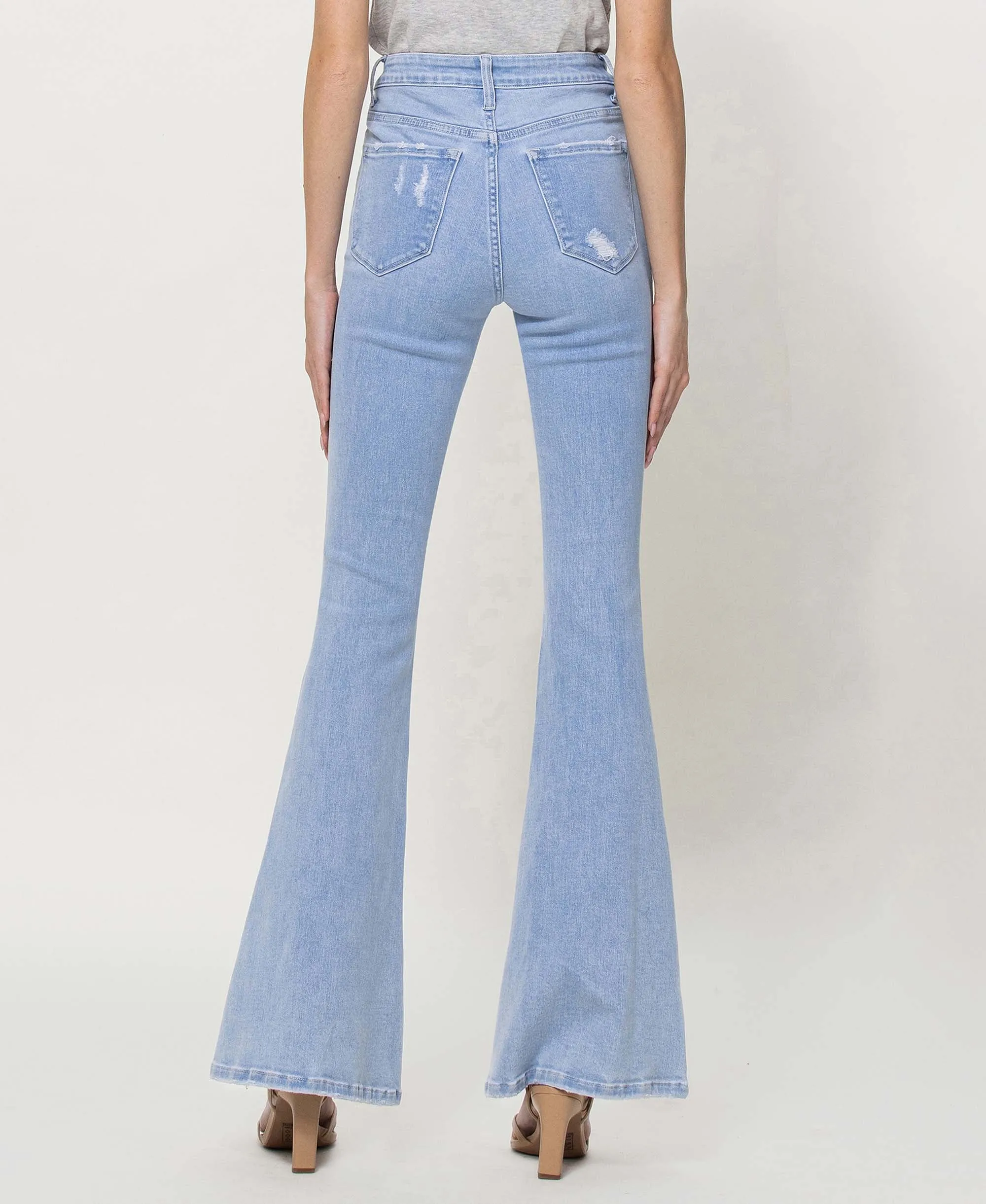 Dazzling - High Rise Color Block Flare Jeans