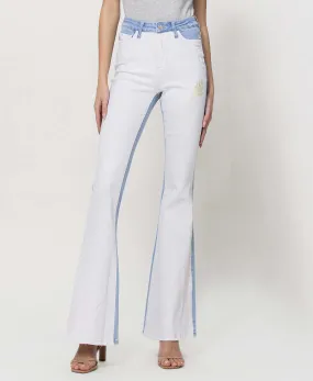 Dazzling - High Rise Color Block Flare Jeans