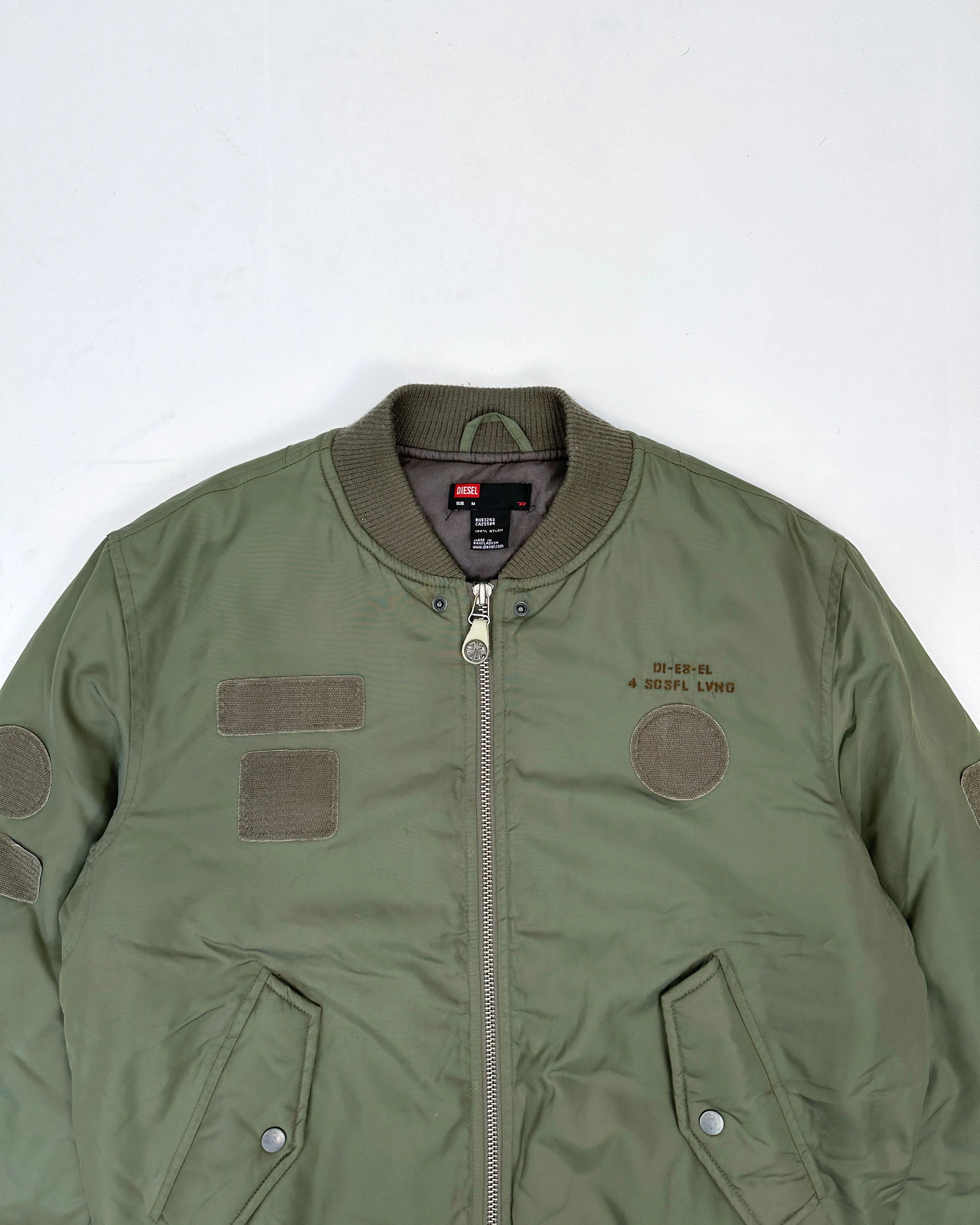 Diesel Green Patched Bomber Jacket 2000's